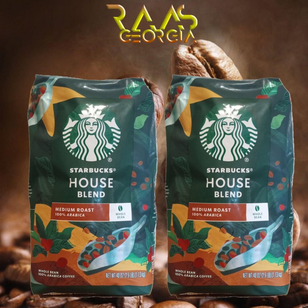 2 Packs Starbucks House Blend Whole Bean Coffee total 80 oz (40 oz Each Pack)
